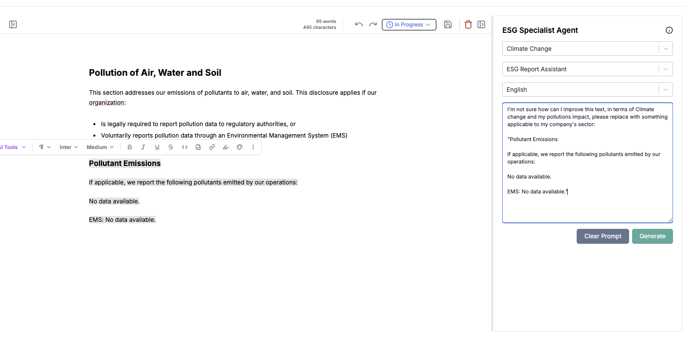Example AI prompting