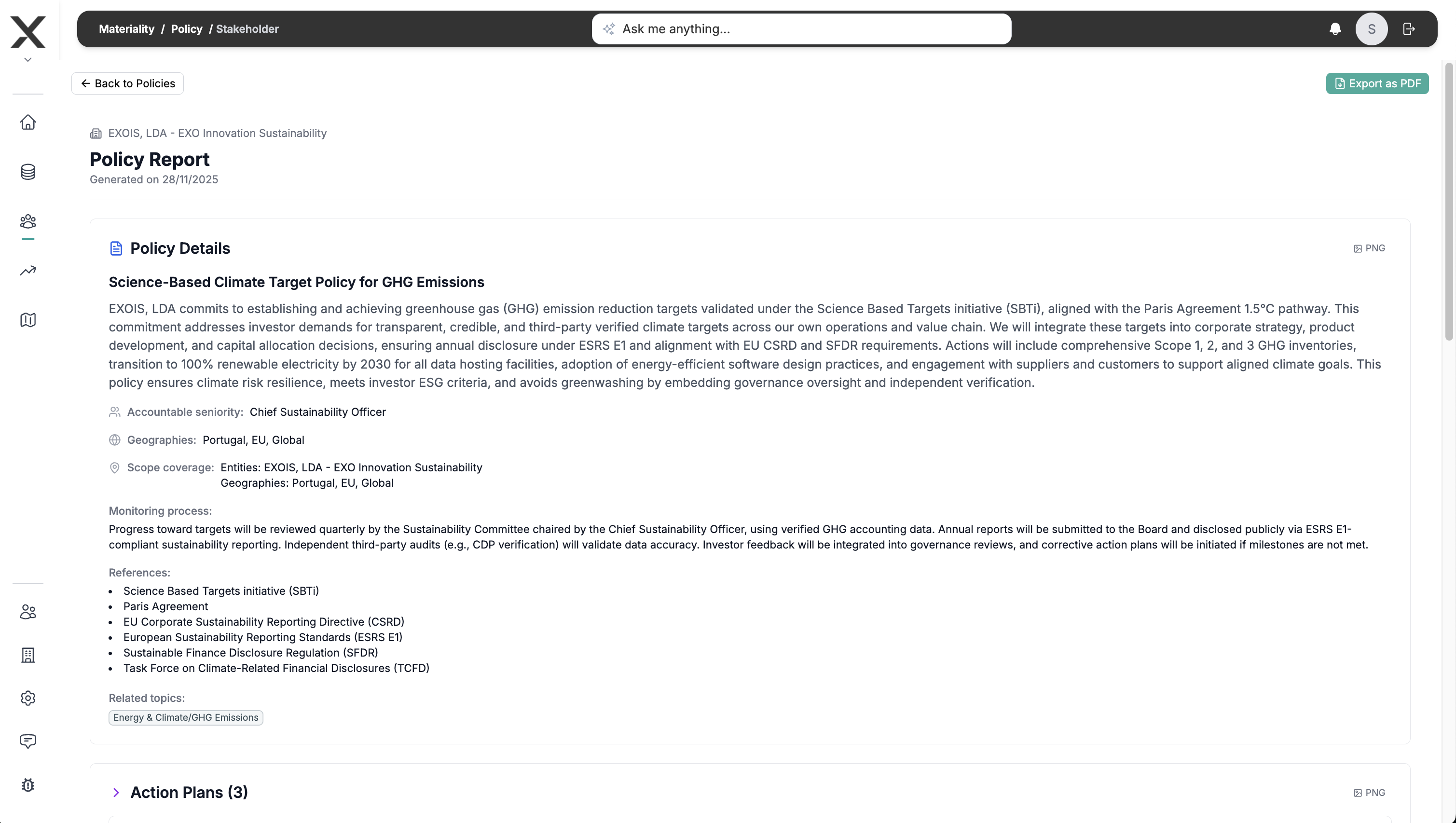 Exportar PAT para PDF