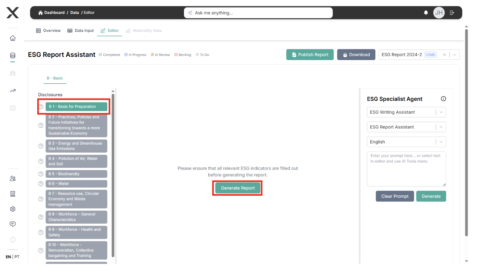 Generate First Report Section