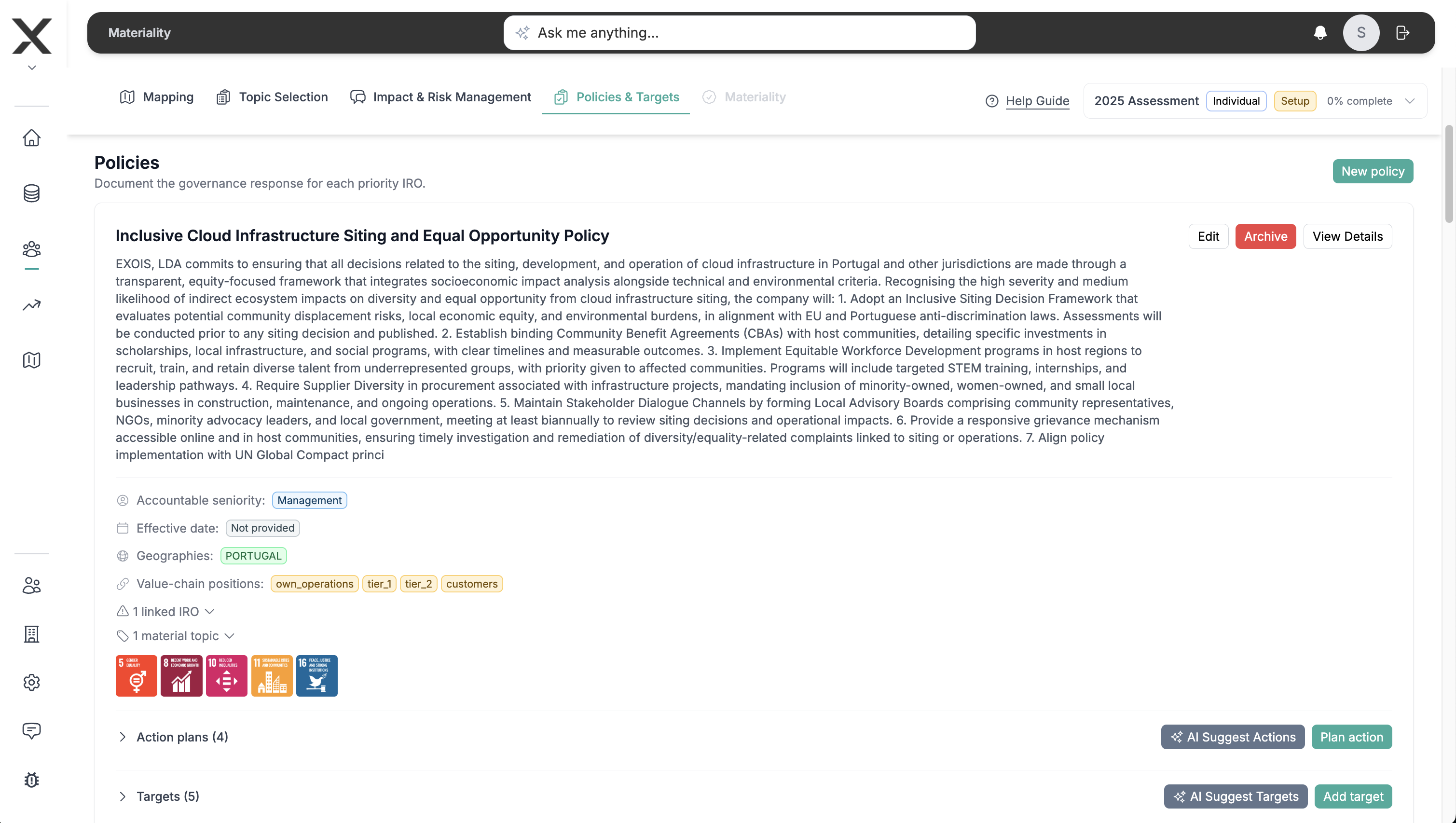 Detalhes da política